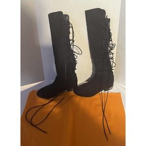 Women's Celeste Hogh Shaft Fashion Boots Black - Zipper & Lace SIZE 8‎